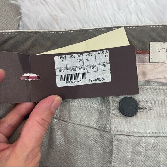 Stella McCartney Metallic Silver Grey Coated Low Straight Leg Jeans NWT - Picture 7 of 10